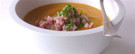 Recipes - Healthy Butternut Squash Soup with Ham & Chives - Applegate