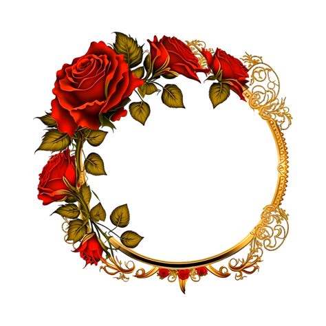 Beautiful Floral Wreath With Red Rose Flower Circle Frame 21776258 PNG