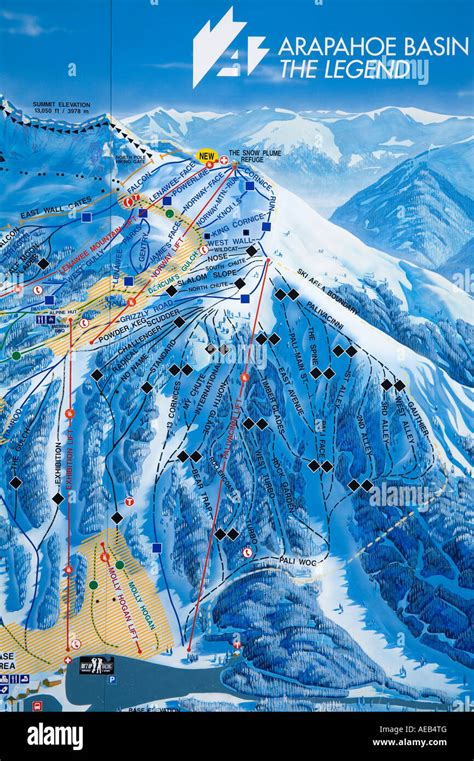 Map of Ski runs Arapahoe Basin Ski Resort Rocky Mountains Colorado USA ...