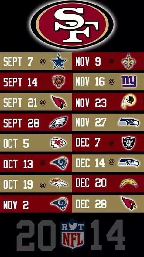 SF 49ers 2014 Season Schedule - Football - Schedule - SF 49ers ...