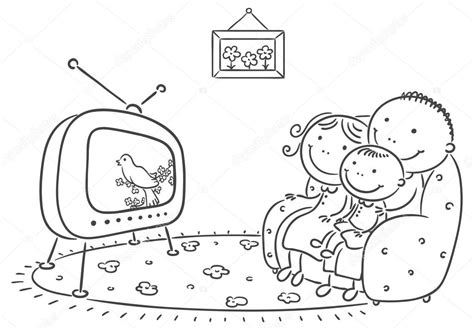 Family watching TV together ⬇ Vector Image by © Katerina_Dav | Vector ...