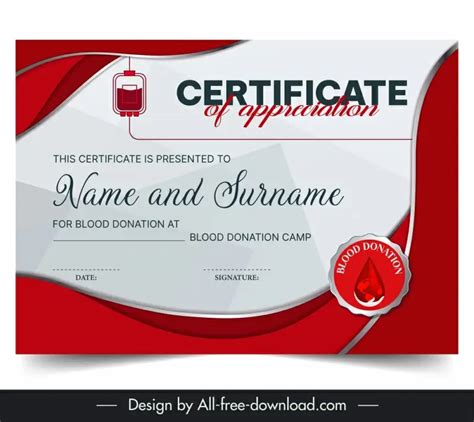 Certificate blood donation template classic flat Vectors graphic art ...