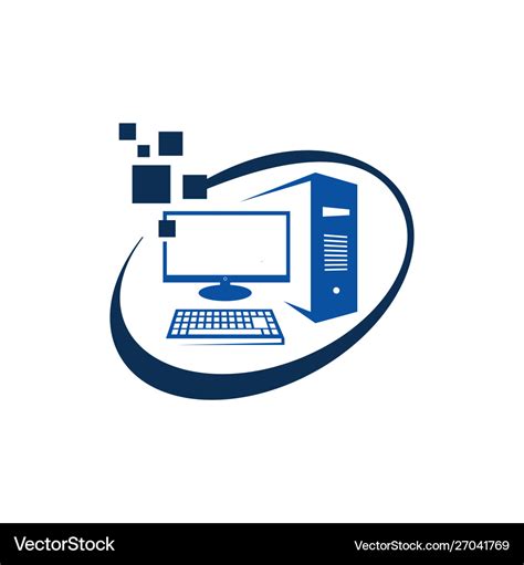 Computer desktop pc logo design icon Royalty Free Vector