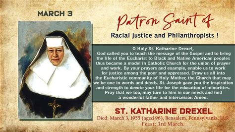 MIRACLE PRAYER TO ST. KATHERINE DREXEL | 3 MARCH 2022 | by Fr. Diago ...