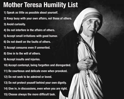 Blessed Mother Teresa "Humility List" -posted 7-20-2015 on Frankie's ...