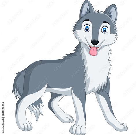 Cute wolf cartoon on white background Stock Vector | Adobe Stock