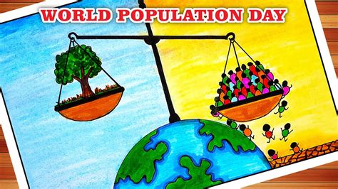 World Population Day Easy Drawing | World Population Day Poster | World ...