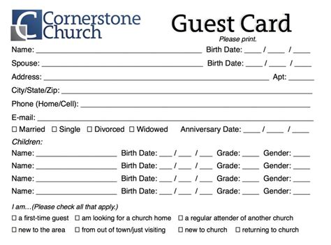 Free Church Guest Card Template - ChurchMag