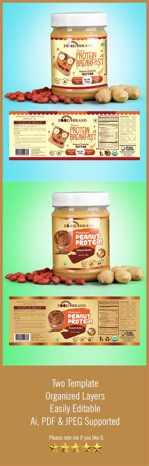 Peanut Butter Label Template Vol-123 | Packaging template design, Food ...