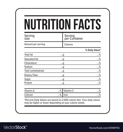 Nutrition Facts Template Word