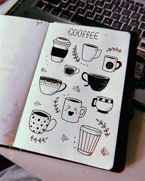 Quelques doodles sur le thème du café pour votre planner ...