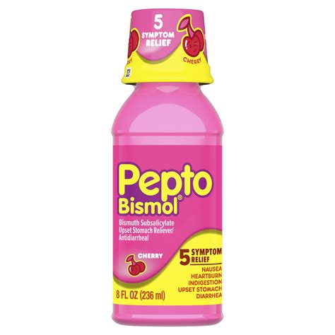 Cherry Liquid Medicine for Upset Stomach & Diarrhea | Pepto Bismol