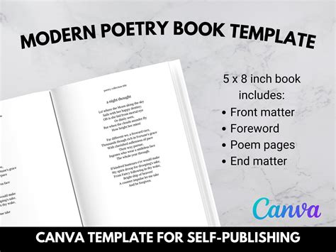 5x8 Modern Poetry Book Template Canva Book Template Self-publishing ...