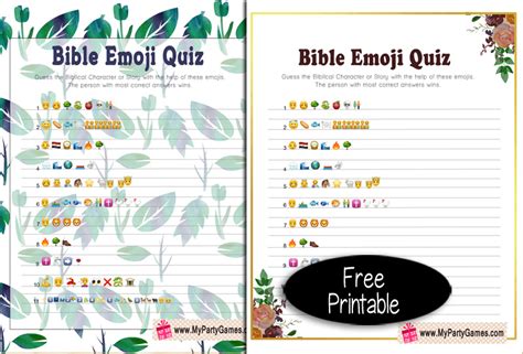 Free Printable Bible Emoji Quiz with Answer Key