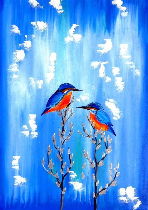 Kingfisher Painting, Paintings of Kingfishers, Blue Painting, Blue ...