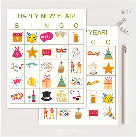 100x Happy New Year Bingo Cards – Printabell • Express