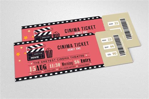 Cinema Ticket Print Templates | Cinema ticket, Print templates, Ticket ...