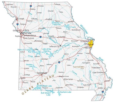 Map of Missouri - Cities and Roads - GIS Geography