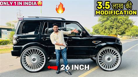 😱🔥Black Scorpio 26 inch Alloy Wheels 3.20 Lakh के Alloy wheels ...