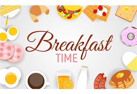 Breakfast Icon Set Background in Modern Flat Style. Vector By YuliShop ...