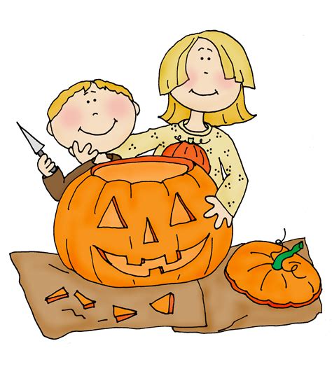 Free Dearie Dolls Digi Stamps: Pumpkin Carving Kids