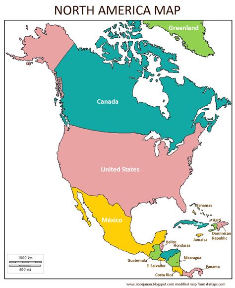 Labled Map Of North America - United States Map