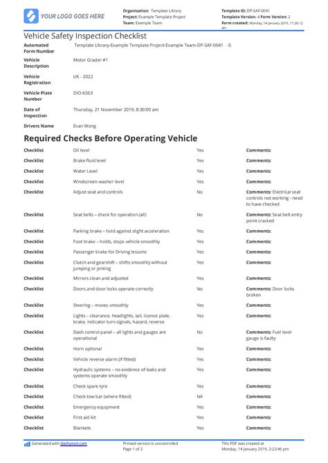 Car Inspection Checklist