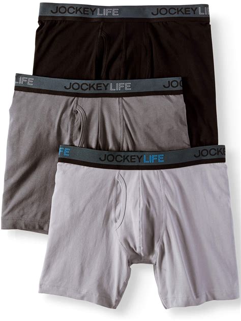 Life by Jockey - Men's Cotton Stretch Long-Leg Boxer Brief - 3 pack ...