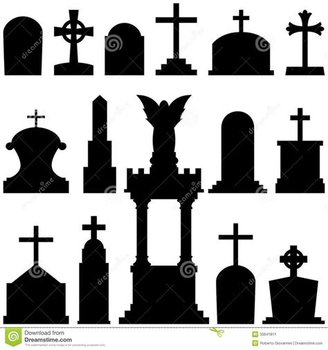 16 Headstones Silhouette Clipart SVG File - Download Free Font - Free ...