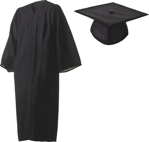 Graduation Cap and Gown Set Matte Black in Multiple Sizes at Amazon Men ...