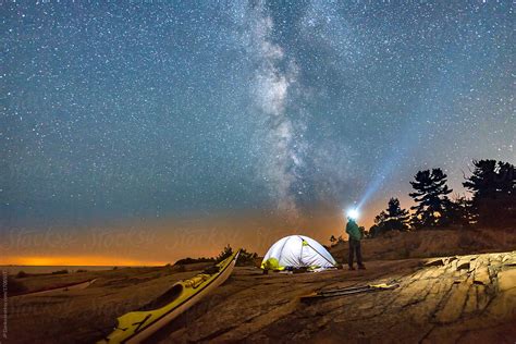 "Kayak Winderness Camping Trip With Milky Way Galaxy Night Sky" by ...