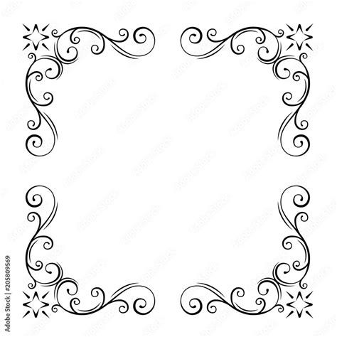 Decorative filigree Corners, Ornate borders. Swirl, scroll flourish ...