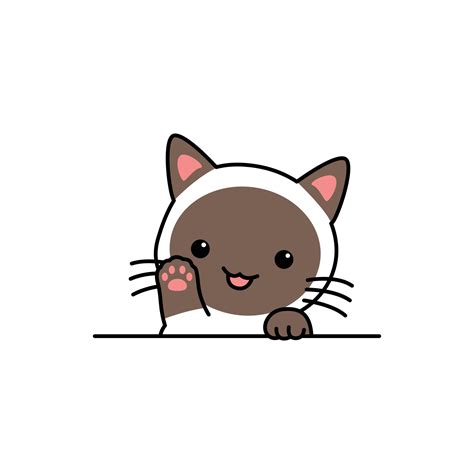 Cute cat waving paw cartoon, vector illustration 2787929 Vector Art at ...