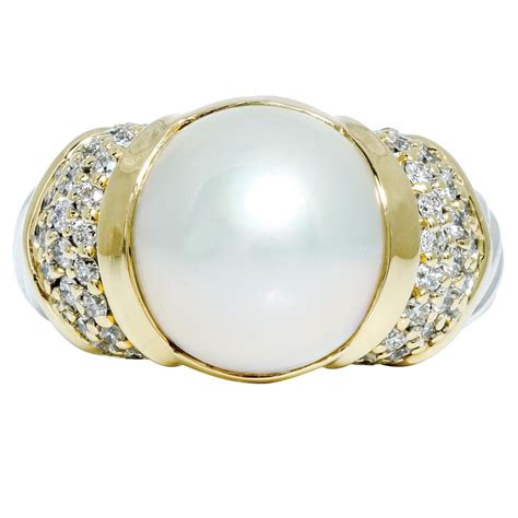 Vintage David Yurman Mabe Pearl & Diamond Ring