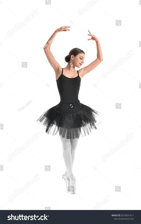 Beautiful Young Ballerina On White Background Stock Photo 2018031611 ...