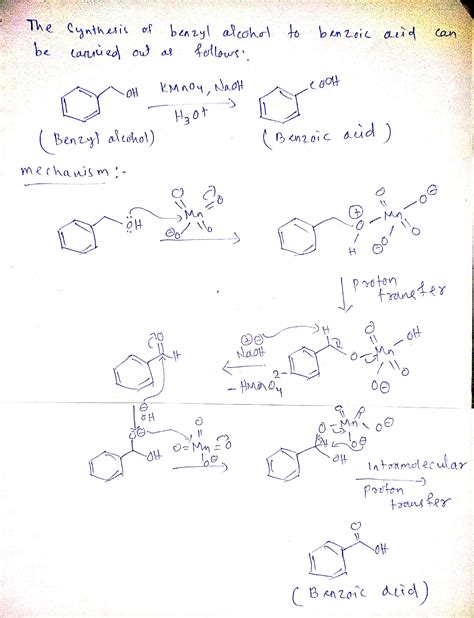 [Solved] Provide a stepwise synthesis of benzyl alcohol to benzoic acid ...