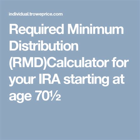 T. Rowe Price Personal Investor - RMD Calculator and Information