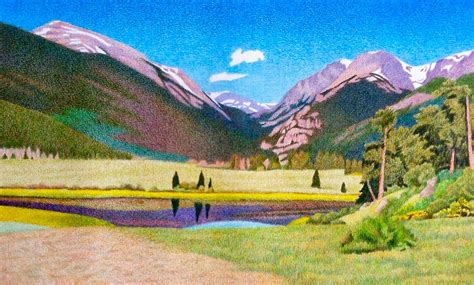 Impression Evergreen: Sheep Lakes - Colored Pencil Drawing