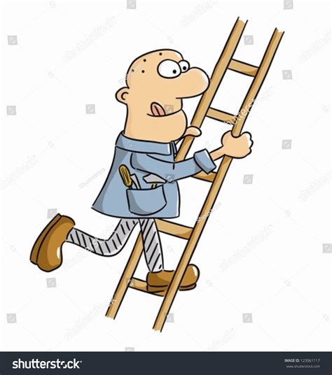 Cartoon Man Climbing Ladder Vector Stock Vector 123061117 - Shutterstock