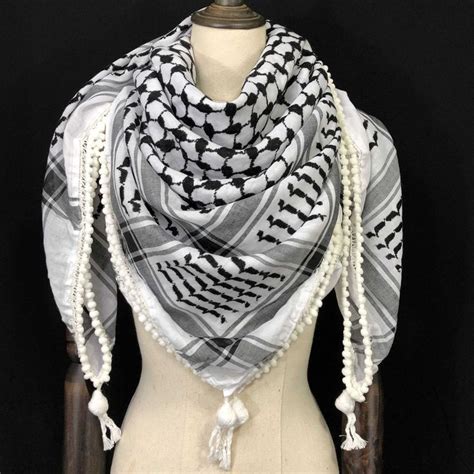 Keffiyeh Palestine Shemagh Scarf Arab Black on White Heavy - Etsy ...