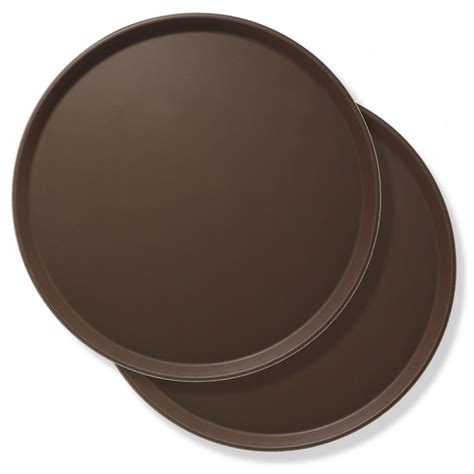 Jubilee 18" Round Restaurant Serving Trays (Set of 2), Brown - NSF ...