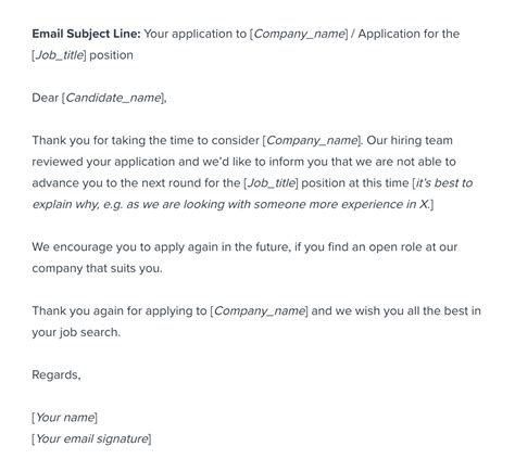 Job application rejection email template | Workable