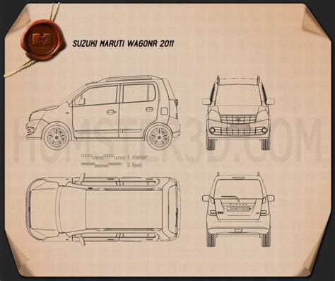 Suzuki (Maruti) Wagon R 2011 Blueprint - Hum3D