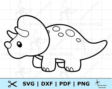 Cute Baby Dinosaur SVG PNG DXF Eps. Triceratops Digital - Etsy