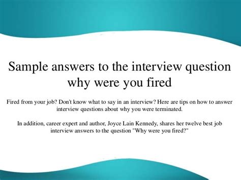 Fired From Job What To Say In Interview - Job Retro