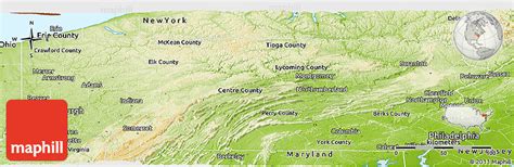 Physical Panoramic Map of Pennsylvania