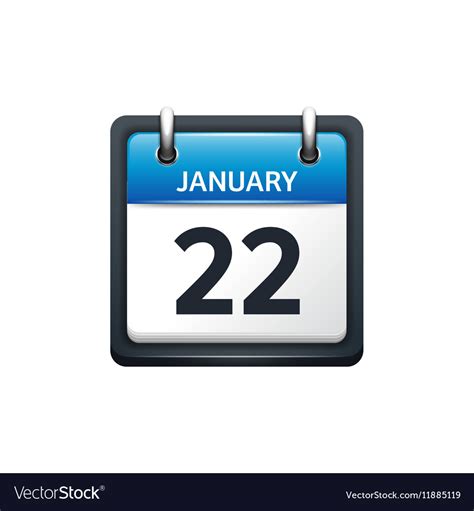 January 22 calendar icon flat Royalty Free Vector Image