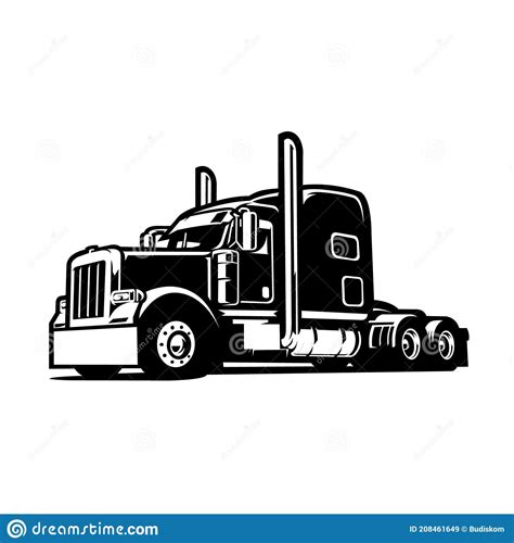 Semi Truck. Vector Outline Lorry. Freight Transportation. Modern Flat ...