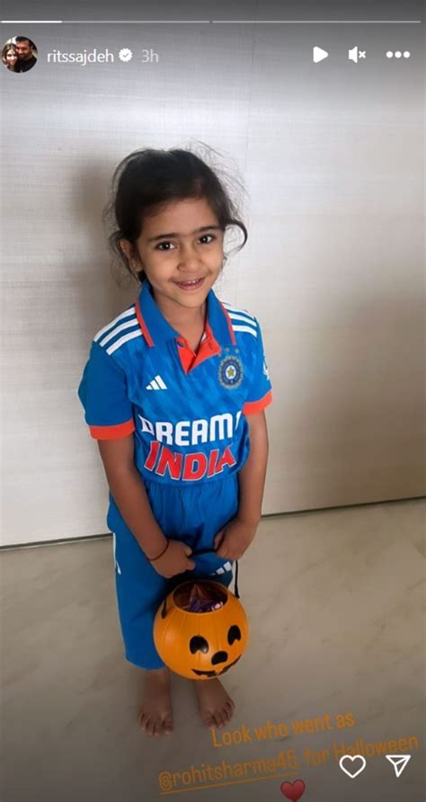 Rohit Sharma's daughter dresses as her father for Halloween