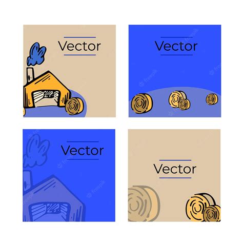 Premium Vector | Ranch field rural countryside sketch vector set of ...